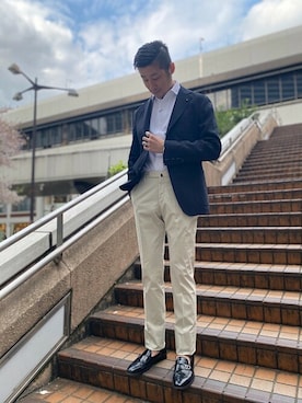 「ビジカジ」｜山崎さん（メンズ・170cm）の春コーディネート