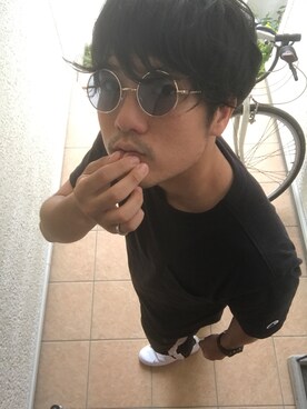 「UP START（アップスタート）のアイテム（パンツ）」を使った、すっぴーさん（メンズ・174cm）の夏コーディネート