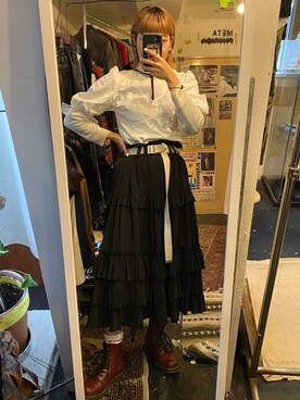 「Yohji Yamamoto（ヨウジヤマモト）のアイテム（スカート）」を使った、azumiさん（レディース・160cm）の春コーディネート