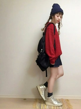 「シルバーシューズ」｜「アイテム（ニットキャップ/ビーニー）」を使った、☆★gizmo★☆さん（レディース・159cm）の秋コーディネート