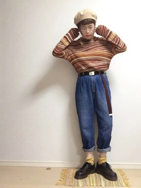 「80s」｜「アイテム（ハンチング/ベレー帽）」を使った、☆★gizmo★☆さん（レディース・159cm）の秋コーディネート