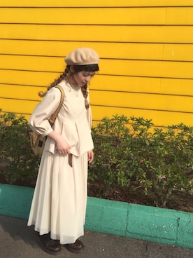 「ぺプラムトップス」｜「アイテム（ハンチング/ベレー帽）」を使った、☆★gizmo★☆さん（レディース・159cm）の春コーディネート