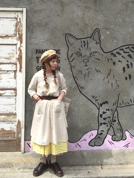 「ベルイエロー」｜「アイテム（ハンチング/ベレー帽）」を使った、☆★gizmo★☆さん（レディース・159cm）の春コーディネート