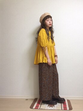 「ぺプラムトップス」｜「アイテム（ハンチング/ベレー帽）」を使った、☆★gizmo★☆さん（レディース・159cm）の秋コーディネート