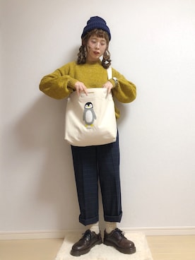 「ブラックウォッチ」｜「アイテム（ニットキャップ/ビーニー）」を使った、☆★gizmo★☆さん（レディース・159cm）の冬コーディネート