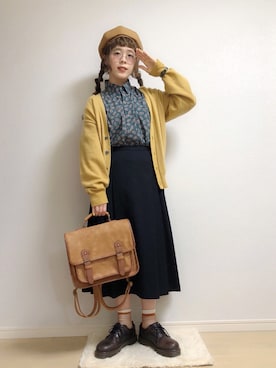「サッチェルバッグ」｜「アイテム（帽子）」を使った、☆★gizmo★☆さん（レディース・159cm）の春コーディネート