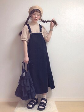 「UNIQLO（ユニクロ）のワッフルクルーネックT（5分袖）（Tシャツ/カットソー）」を使った、☆★gizmo★☆さん（レディース・159cm）の夏コーディネート