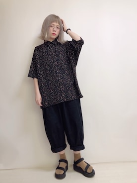 「ビッグシャツ」｜「アイテム（腕時計）」を使った、☆★gizmo★☆さん（レディース・159cm）の夏コーディネート