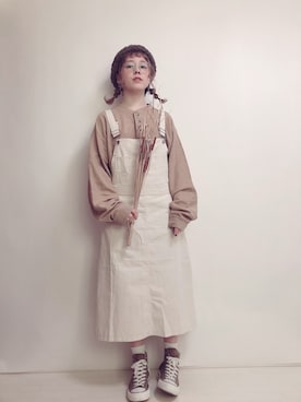 「秋のカフェオレコーデ」｜「アイテム（サロペット/オーバーオール）」を使った、☆★gizmo★☆さん（レディース・159cm）の秋コーディネート