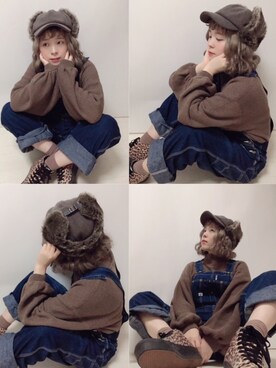 「ゆるニット」｜「アイテム（オールインワン・サロペット）」を使った、☆★gizmo★☆さん（レディース・159cm）の冬コーディネート