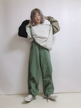 「アシンメトリー」｜「アイテム（サロペット/オーバーオール）」を使った、☆★gizmo★☆さん（レディース・159cm）の冬コーディネート