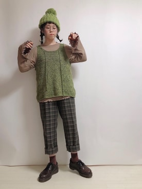 「ピスタチオ」｜「アイテム（ニットキャップ/ビーニー）」を使った、☆★gizmo★☆さん（レディース・159cm）の冬コーディネート