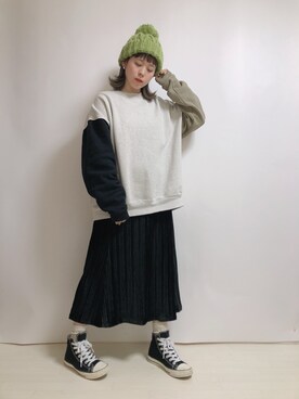 「ベロアスカート」｜「アイテム（帽子）」を使った、☆★gizmo★☆さん（レディース・159cm）の冬コーディネート