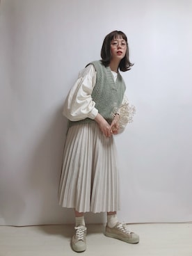「fifth（フィフス）のプリーツスエードロングスカート（スカート）」を使った、☆★gizmo★☆さん（レディース・159cm）の冬コーディネート