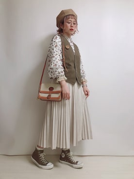 「fifth（フィフス）のプリーツスエードロングスカート（スカート）」を使った、☆★gizmo★☆さん（レディース・159cm）の春コーディネート