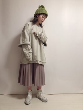 「ピスタチオ」｜「アイテム（ニットキャップ/ビーニー）」を使った、☆★gizmo★☆さん（レディース・159cm）の春コーディネート