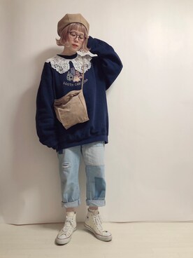 「アイテム（キャスケット）」を使った、☆★gizmo★☆さん（レディース・159cm）の春コーディネート