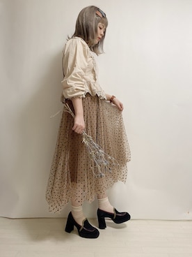 「ぺプラムトップス」｜「アイテム（腕時計）」を使った、☆★gizmo★☆さん（レディース・159cm）の春コーディネート
