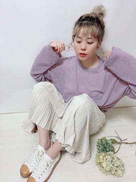 「fifth（フィフス）のプリーツスエードロングスカート（スカート）」を使った、☆★gizmo★☆さん（レディース・159cm）の春コーディネート
