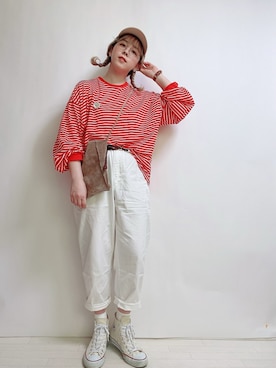 「マリン」｜「アイテム（アナログ腕時計）」を使った、☆★gizmo★☆さん（レディース・159cm）の夏コーディネート