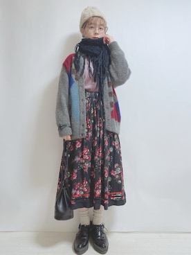 「柄×柄」｜「アイテム（その他シューズ）」を使った、☆★gizmo★☆さん（レディース・159cm）の冬コーディネート
