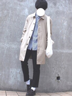 「URBAN RESEARCH Sonny Label（アーバンリサーチサニーレーベル）のアイテム（ステンカラーコート）」を使った、masaさん（メンズ・175cm）の冬コーディネート