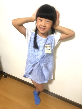 「ZARA KIDSのアイテム（ワンピース、ブルー系）」を使った、hi7さん（キッズ・120cm）の夏コーディネート