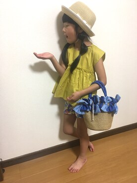 「BeBe（ベベ）のアイテム（バッグ）」を使った、hi7さん（キッズ・120cm）の夏コーディネート