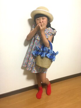 「BeBe（ベベ）のアイテム（バッグ）」を使った、hi7さん（キッズ・120cm）の夏コーディネート