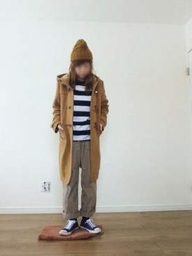 「Honeys（ハニーズ）のアイテム（ダッフルコート）」を使った、manami💞さん（レディース・167cm）の冬コーディネート