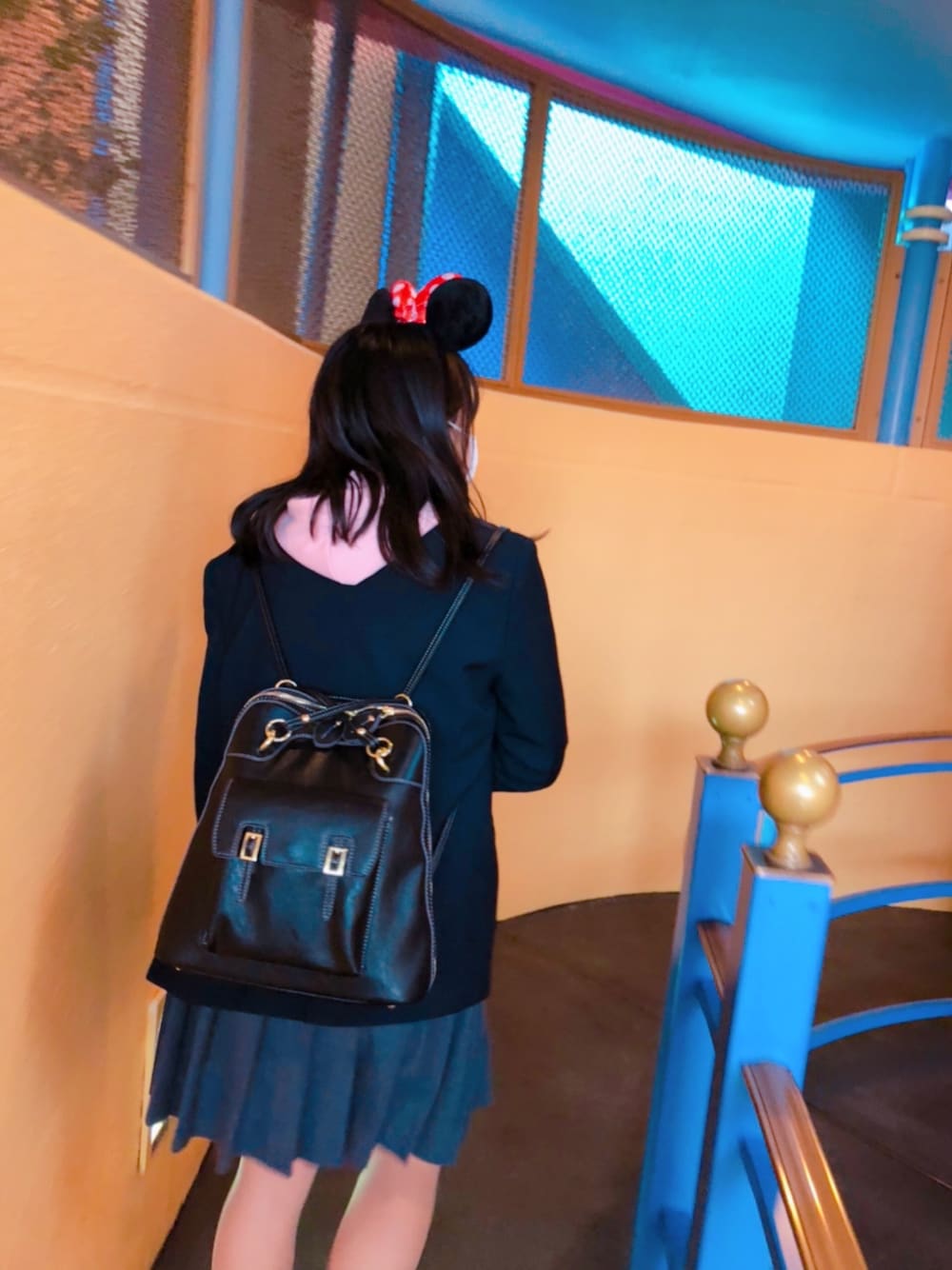 「Disneyland、ディズニー、制服ディズニー、制服、パーカー、ミニーちゃん、ピンク」｜「INGNIの裏毛袖ロゴパーカー/チュニックレディース-2017ＳＳ-（パーカー、ピンク系）」を使った、ちゃき☺︎さん（レディース・157cm）の春コーディネートの1枚目の写真
