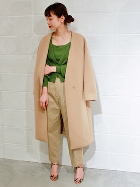 「オーバーコート」｜「アイテム（その他アウター）」を使った、LUCYさん（レディース・163cm）の冬コーディネート