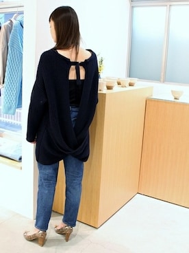 「ハイウエストデニム」｜LUCYさん（レディース・163cm）の春コーディネート