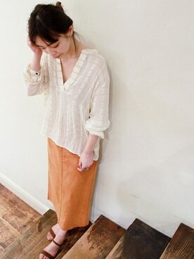 「スキッパーシャツ」｜LUCYさん（レディース・163cm）の春コーディネート