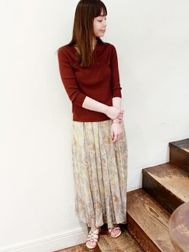 「ボルドーニット」｜LUCYさん（レディース・163cm）の春コーディネート