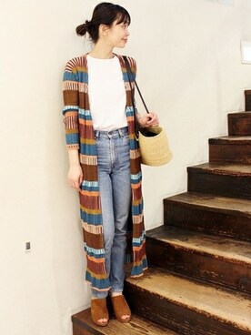 「ロングカーディガン」｜LUCYさん（レディース・163cm）の夏コーディネート