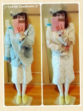 「POU DOU DOU（プードゥドゥ）のアイテム（ムートンコート）」を使った、ユーリさん（レディース・152cm）の冬コーディネート
