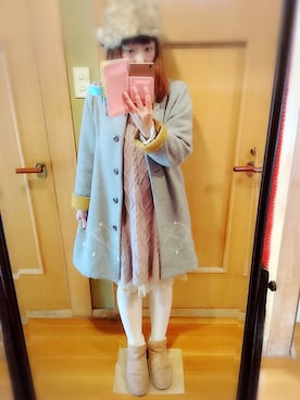 「POU DOU DOU（プードゥドゥ）のアイテム（その他アウター）」を使った、ユーリさん（レディース・152cm）の冬コーディネート