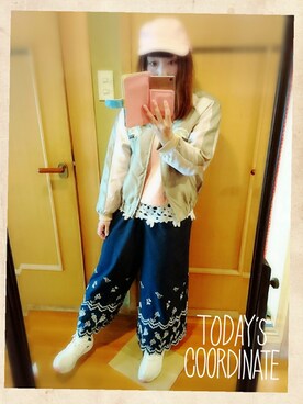 「POU DOU DOU（プードゥドゥ）のアイテム（ブルゾン）」を使った、ユーリさん（レディース・152cm）の春コーディネート