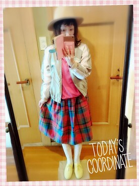 「POU DOU DOU（プードゥドゥ）のアイテム（ブルゾン）」を使った、ユーリさん（レディース・152cm）の春コーディネート