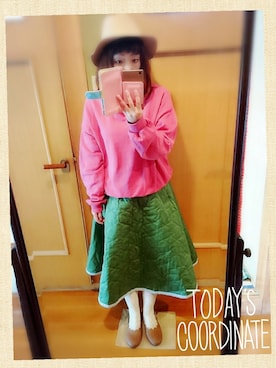 「POU DOU DOU（プードゥドゥ）のアイテム（スウェット）」を使った、ユーリさん（レディース・152cm）の春コーディネート