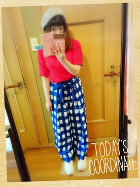 「POU DOU DOU（プードゥドゥ）のアイテム（ハンチング/ベレー帽）」を使った、ユーリさん（レディース・152cm）の夏コーディネート