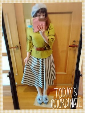 「POU DOU DOU（プードゥドゥ）のアイテム（ハンチング/ベレー帽）」を使った、ユーリさん（レディース・152cm）の秋コーディネート