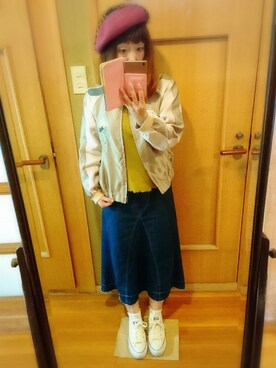 「POU DOU DOU（プードゥドゥ）のアイテム（ブルゾン）」を使った、ユーリさん（レディース・152cm）の秋コーディネート