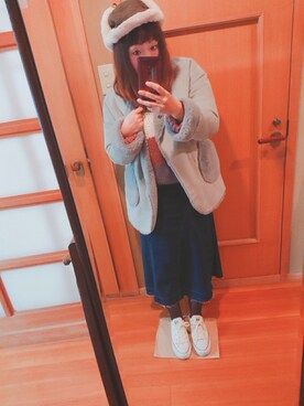 「POU DOU DOU（プードゥドゥ）のアイテム（ムートンコート）」を使った、ユーリさん（レディース・152cm）の秋コーディネート
