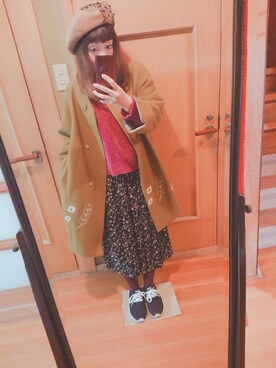 「POU DOU DOU（プードゥドゥ）のアイテム（チェスターコート）」を使った、ユーリさん（レディース・152cm）の冬コーディネート