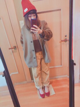 「Crisp（クリスプ）のアイテム（ノーカラージャケット）」を使った、ユーリさん（レディース・152cm）の冬コーディネート