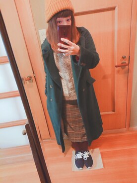 「POU DOU DOU（プードゥドゥ）のアイテム（チェスターコート）」を使った、ユーリさん（レディース・152cm）の冬コーディネート