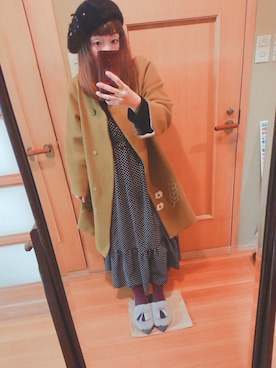 「POU DOU DOU（プードゥドゥ）のアイテム（チェスターコート）」を使った、ユーリさん（レディース・152cm）の冬コーディネート