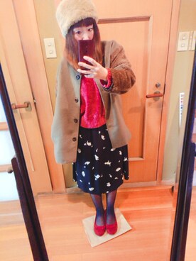 「Crisp（クリスプ）のアイテム（ノーカラージャケット）」を使った、ユーリさん（レディース・152cm）の冬コーディネート